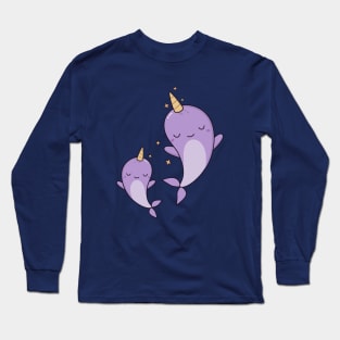 Cute Kawaii Narwhals Swimming Long Sleeve T-Shirt